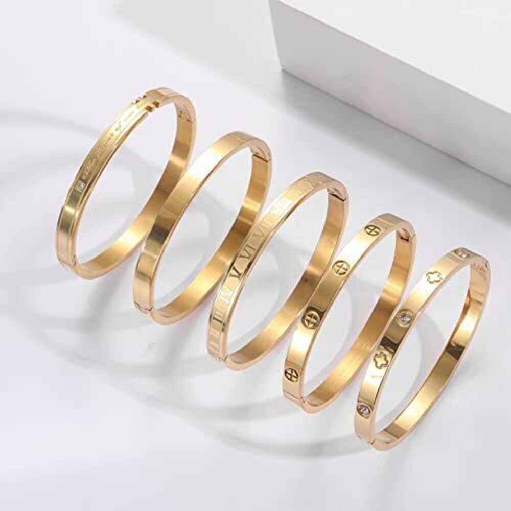8911 18K Gold-Plated Love Friendship Bracelets Trendy Stainless Steel - Picture 4 of 5